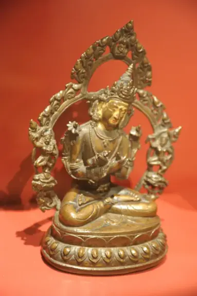 Vajradhara Buddha Seated Holding a Thunderbolt (Vajra) and Bell (Ghanta) — Silver and semiprecious stones