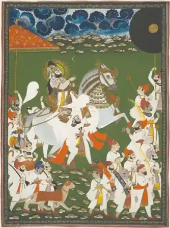 Maharana Bhim Singh in Procession — Opaque watercolor and gold on paper