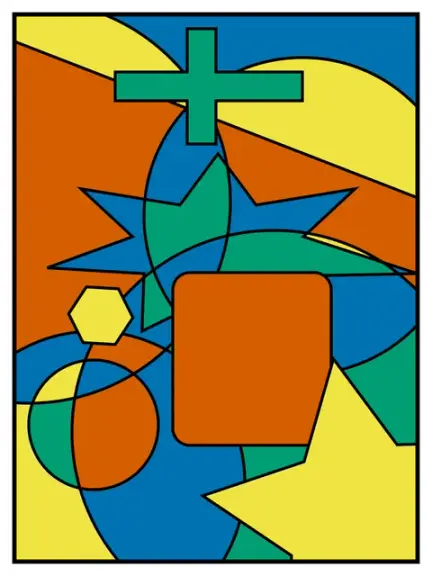 A map coloured with four colours so adjacent regions differ.