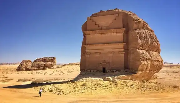 Qasr al-Farid, a monumental rock-cut tomb at Hegra in Saudi Arabia.