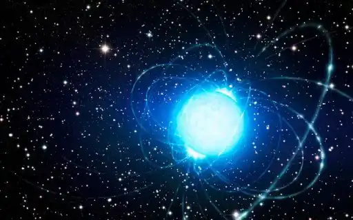 Artist's impression of a magnetar in the star cluster Westerlund 1.