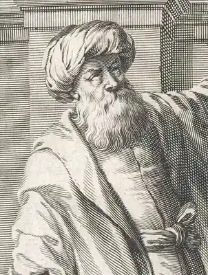 A seventeenth-century engraved depiction of Ibn al-Haytham, from the frontispiece of Selenographia.