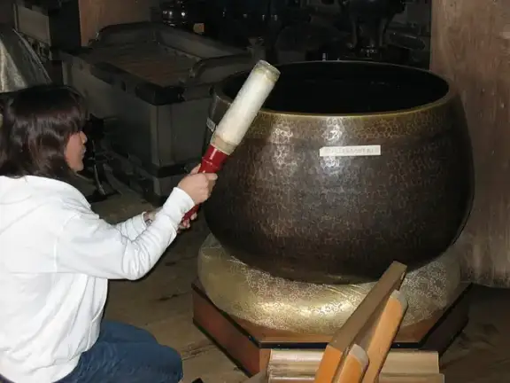 A standing bell at Kiyomizu-dera temple in Kyoto.