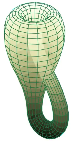 A mathematical rendering of a Klein bottle.