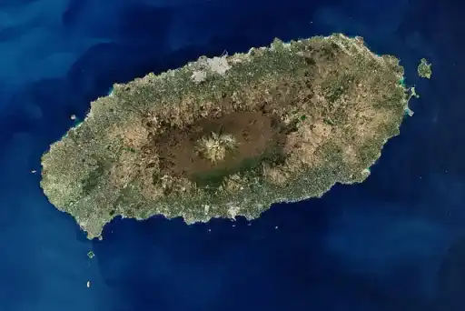 Satellite view of Jeju Island off the Korean Peninsula.