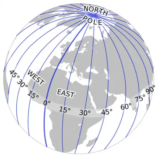 Longitude: The longitude lines on the globe.