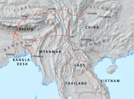Tea Horse Road: Map of the Tea-Horse road