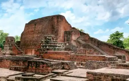 Nalanda mahavihara: Mesmerizing view of Temple No.- 3 at Archaeological Site of Nalanda Mahavihara, Nalanda (Bihar).