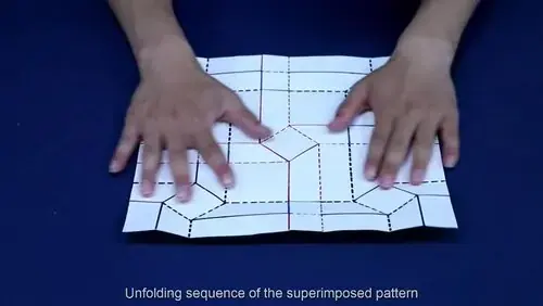 A sourced demonstration of a rigid origami mechanism.