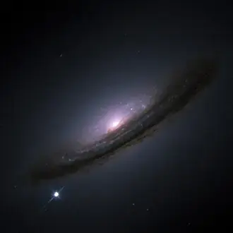 Supernova SN 1994D appearing as a bright point beside its host galaxy.