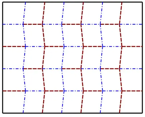 The crease pattern of a Miura fold.