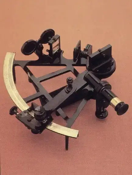A sextant used to measure angles for navigation.
