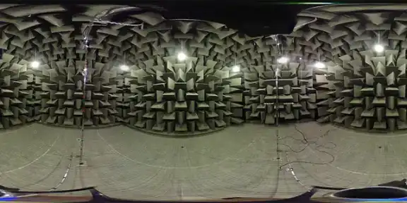 Sound-absorbing wedges lining an anechoic chamber.
