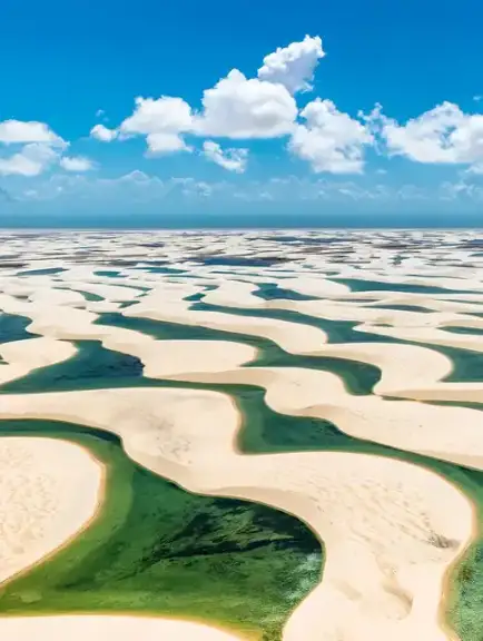 White dunes and pools in Lençóis Maranhenses National Park, Brazil.