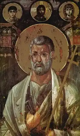 Encaustic painting: A icon of Peter, in (Saint Catherine's MonasteryΕλληνικά: Εικόνα του Αποστόλου Πέτρου, στην Ιερά Μονή Όρους Σινά
