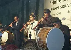 Musicians playing davul and zurna, an instrument associated with circular breathing.