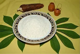 Tapioca starch made from cassava.
