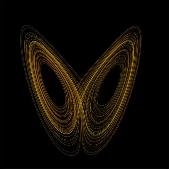 A Lorenz attractor tracing the structure of a chaotic system.