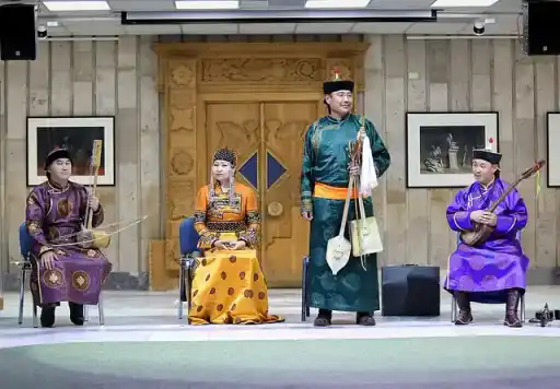 Members of Chirgilchin, a Tuvan overtone-singing ensemble.