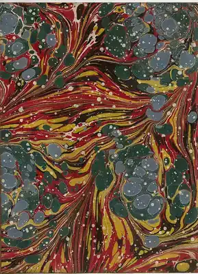 Paper marbling: Endpaper from a book published in Scotland in 1842. Encyclopedia Britannica 7th edition