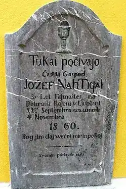 A Slovene gravestone using respectful plural reference for the single person Jožef Nahtigal.